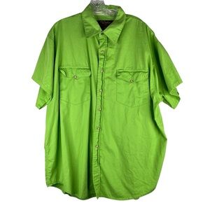 Walls Ranch Wear Button Down Shirt Men's XL Green Vintage Cotton Pearl Snap